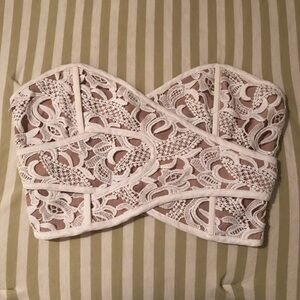 Embroidered White Boned Corset Top